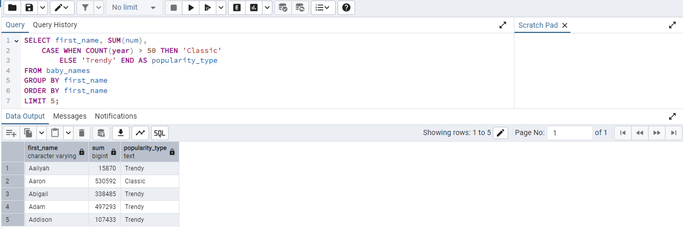 SQL Query 1 & Result